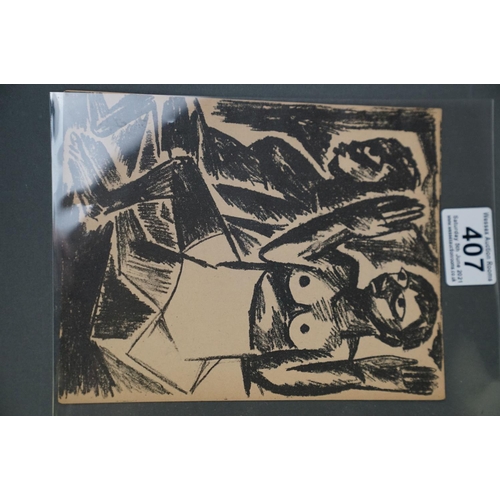 407 - Russian School 1932, a pair of abstract lithograph prints in monochrome (having extensive pen and in... 