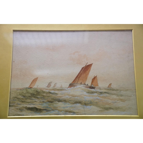 416 - Sailing boats in a choppy sea watercolour signed H Shield. Part of an extensive collection of items ... 