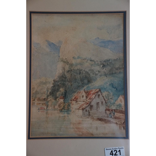 421 - Claude Hamilton Rowbotham (1864-1949) watercolour of the French Alps, dated 1887