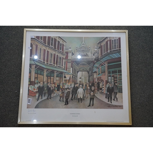 435 - Two framed and glazed 1981 limited edition prints, Leadenhall  Market and Royal Exchange, both signe... 