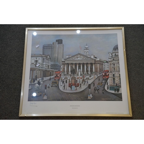 435 - Two framed and glazed 1981 limited edition prints, Leadenhall  Market and Royal Exchange, both signe... 