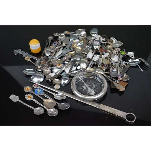 373 - A collection of silver plated crested spoons together with other silver plated cutlery to include a ... 