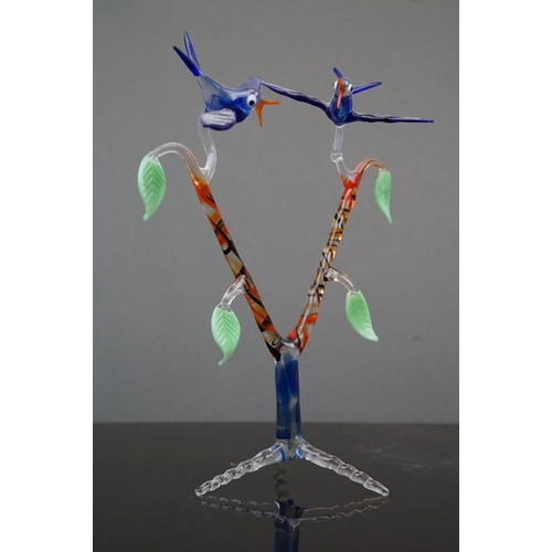 375 - Two large Murano glass ornaments to include Swans in flight.