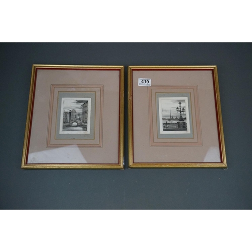 419 - Pair of fine watercolour views of Moscow, signed with monogram, dated c1896