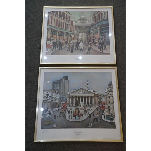 435 - Two framed and glazed 1981 limited edition prints, Leadenhall  Market and Royal Exchange, both signe... 