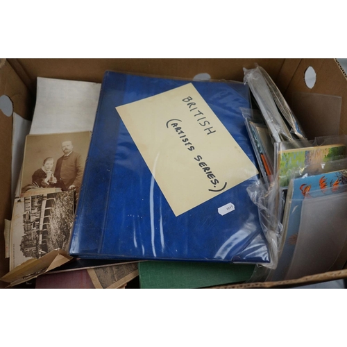 455 - Two boxes of mixed ephemera to include tea cards, postcards and books.