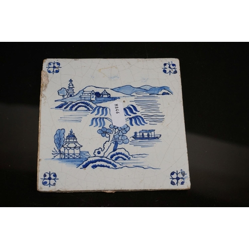 460 - A group of three Delft ceramic tiles together with three plates to include Copeland Spode and a Mont... 