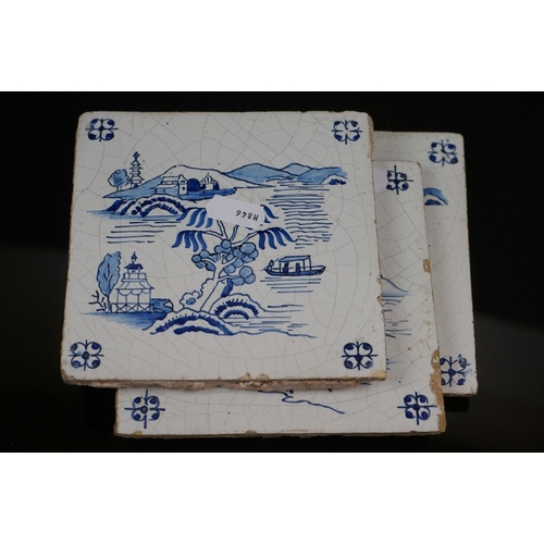 460 - A group of three Delft ceramic tiles together with three plates to include Copeland Spode and a Mont... 