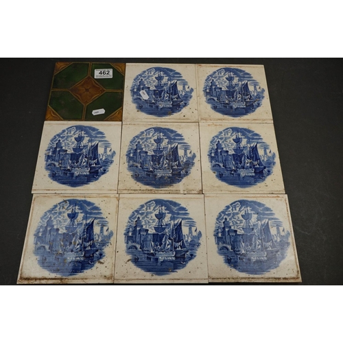 462 - A group of nine vintage Delft wall tiles.