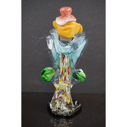 463 - A Murano glass clown figure together with a Murano pink glass dove.