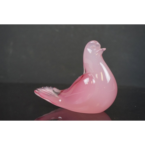 463 - A Murano glass clown figure together with a Murano pink glass dove.