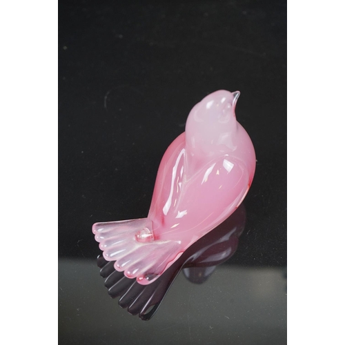 463 - A Murano glass clown figure together with a Murano pink glass dove.