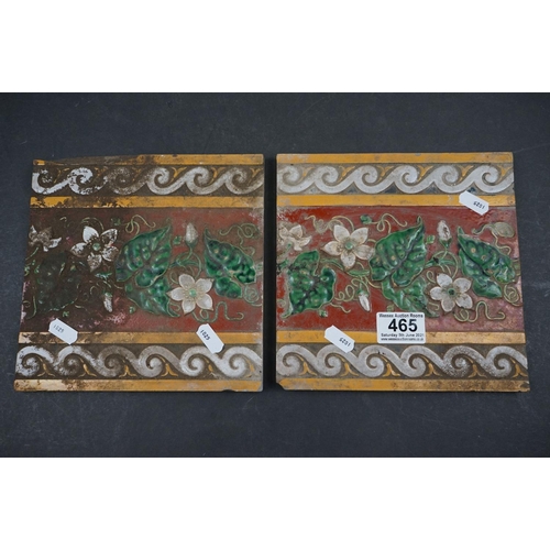 465 - A pair of Antique Minton tiles, measure approx 8