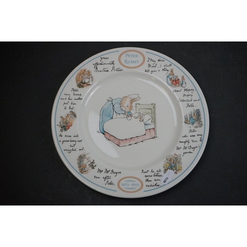 469 - A collection of ceramic children's plates to include Wedgwood Peter Rabbit examples.