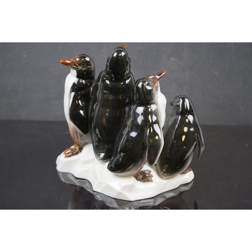 480 - Two Spanish Valencia porcelain figure groups of Penguins.