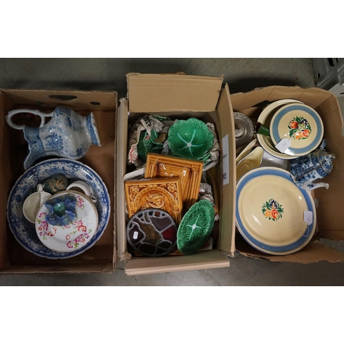 485 - A large quantity of mixed ceramics contained within three boxes to include Minton.