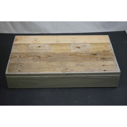 490 - Rustic Wooden Painted Box / Tray  marked Mint and Herbs on two sides