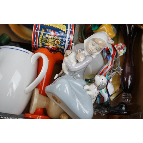 499 - A collection of mixed ceramics to include British military war department jugs and Lladro figure.