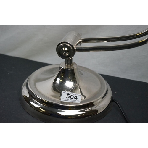 504 - Art Deco style chrome desk lamp with weighted base.