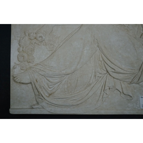 506 - Hanging stone panel with art nouveau lady design