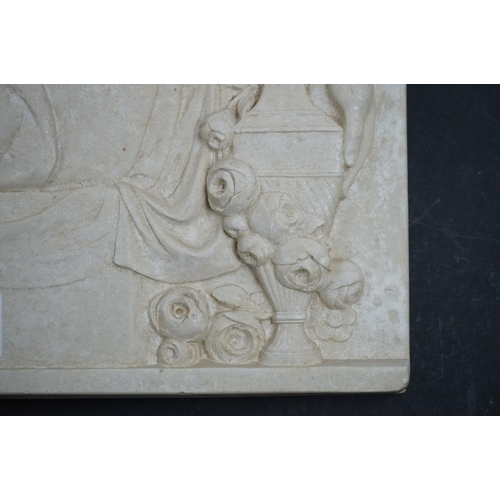 506 - Hanging stone panel with art nouveau lady design