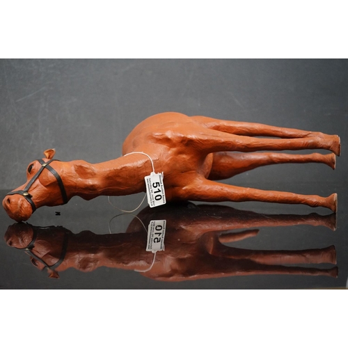 510 - A ornamental leather camel, stands approx 38cm in height.