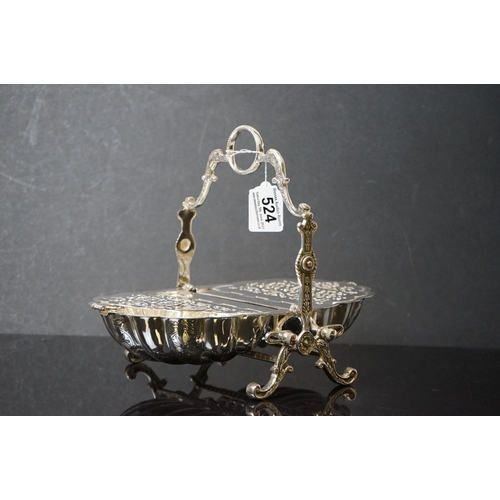 524 - Silver plated, sectioned, muffin warmer dish