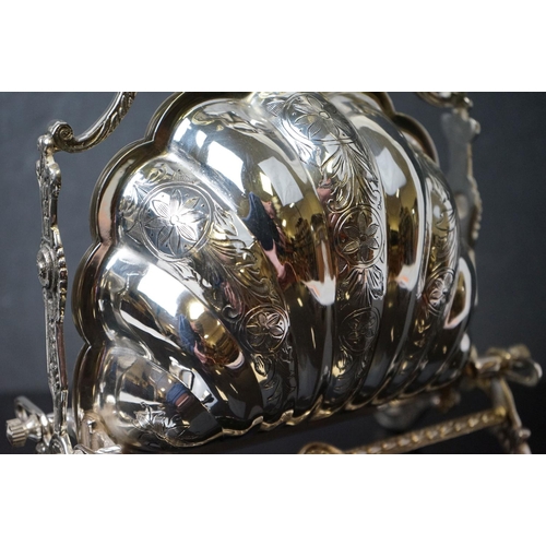 524 - Silver plated, sectioned, muffin warmer dish