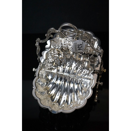 524 - Silver plated, sectioned, muffin warmer dish