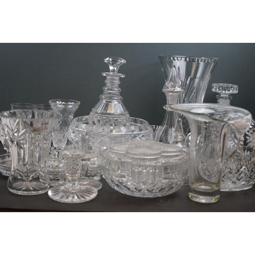 534 - Quantity of cut glass decanters, bowls, vases etc (2 boxes)