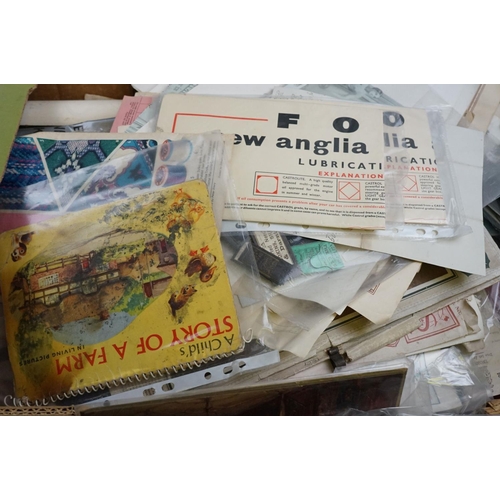 535 - A box of mixed ephemera to include vintage advertising, transportation, certificates and labels.