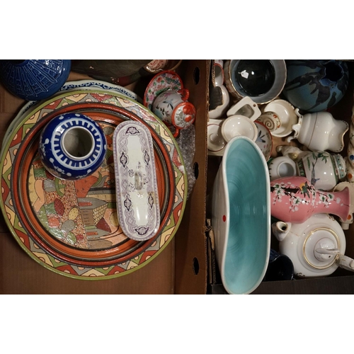 540 - A large collection of mixed ceramics contained within two boxes to include oriental examples.