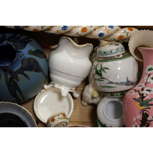 540 - A large collection of mixed ceramics contained within two boxes to include oriental examples.