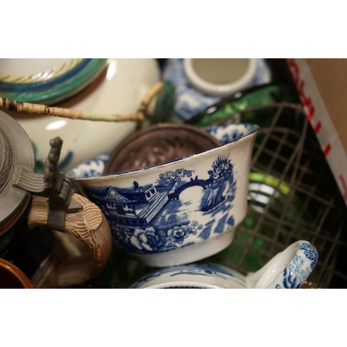 541 - A box of mixed collectables to include a quantity of ceramic and a vintage pipes