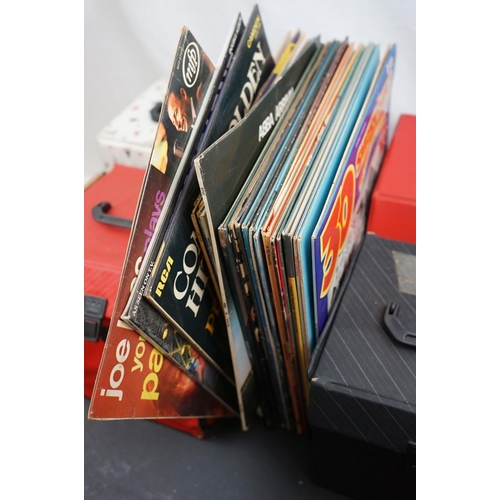 568 - Vinyl - collection of 1980s/1990s singles in four cases, together with various LPs, to include Elvis... 