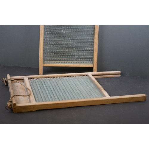 581 - Two Acme vintage washboards with glass scrubbing panels.