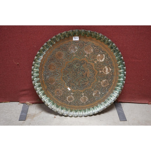 585A - Copper Persian tray, approx. 65cm diameter