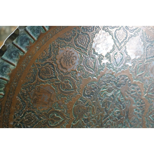 585A - Copper Persian tray, approx. 65cm diameter