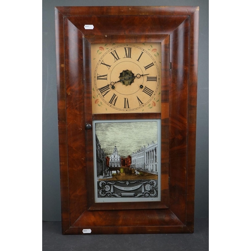 608 - A Vintage American wall clock with a glass panel featuring State Street Boston.