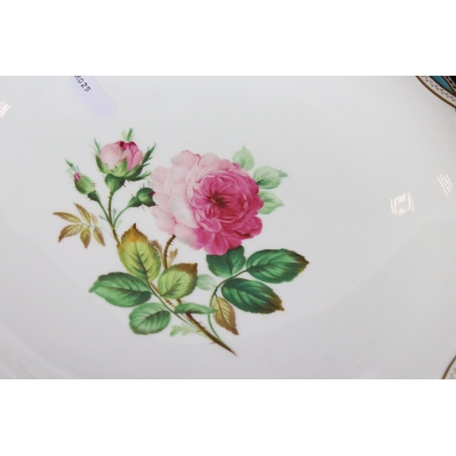 143 - Victorian Dessert Service comprising Six Footed Plates and Ten Plates, each plate with flower design