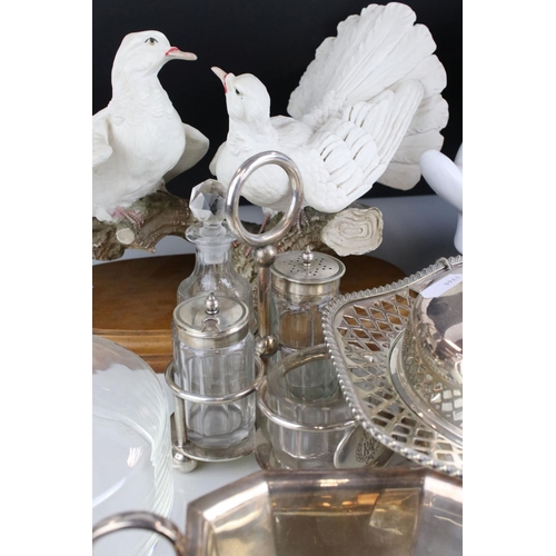 152 - Mixed Lot including various Silver Plated Items, Cut Glass Claret Jug, Mappin & Webb Cruet Set, Glas... 