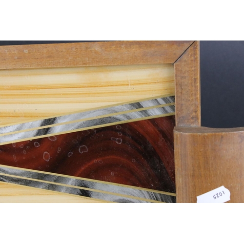 156 - Art Deco Tray with Wooden Frame and Faux Specimen Wood Base, 48cms long x 28cms wide