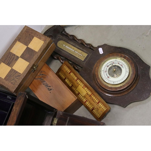 159 - Mixed Lot including a 19th century Rosewood Tea Caddy (a/f), Wooden Microscope Box, another 19th cen... 