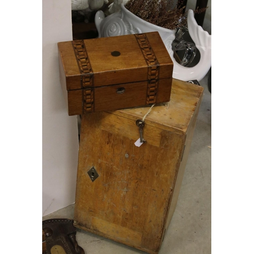 159 - Mixed Lot including a 19th century Rosewood Tea Caddy (a/f), Wooden Microscope Box, another 19th cen... 