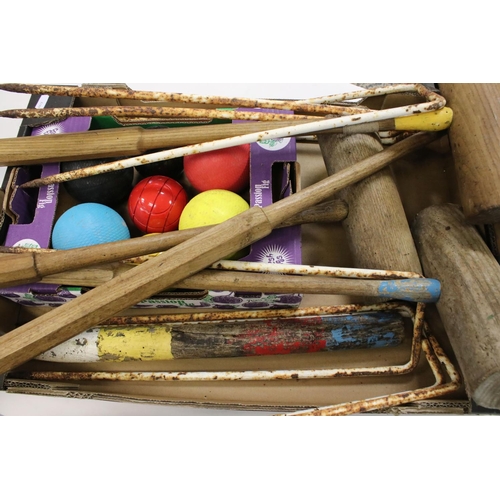 160 - Mid 20th century Croquet Set with Four Wooden Mallets