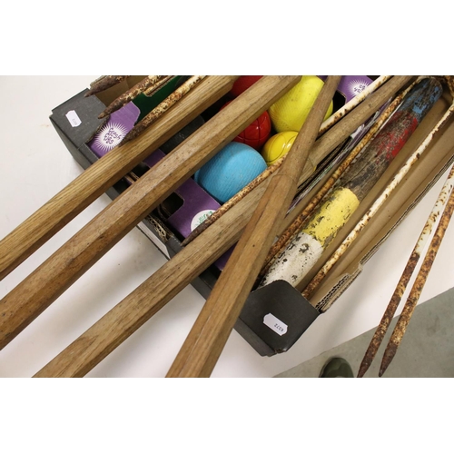 160 - Mid 20th century Croquet Set with Four Wooden Mallets