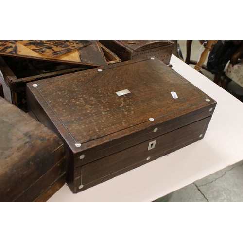 161 - Collection of Five Wooden Boxes including Two 19th century Writing Boxes, Musical Box, Tortoiseshell... 