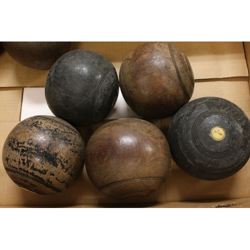 172 - Collection of Nine Wooden Bowling Balls