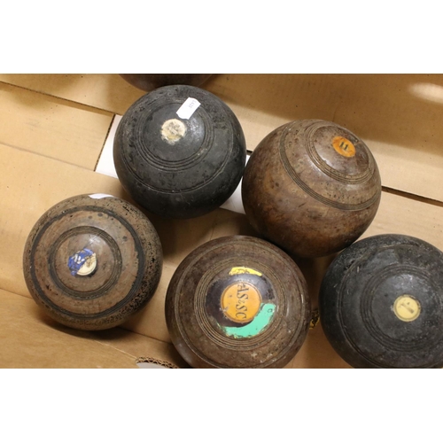 172 - Collection of Nine Wooden Bowling Balls