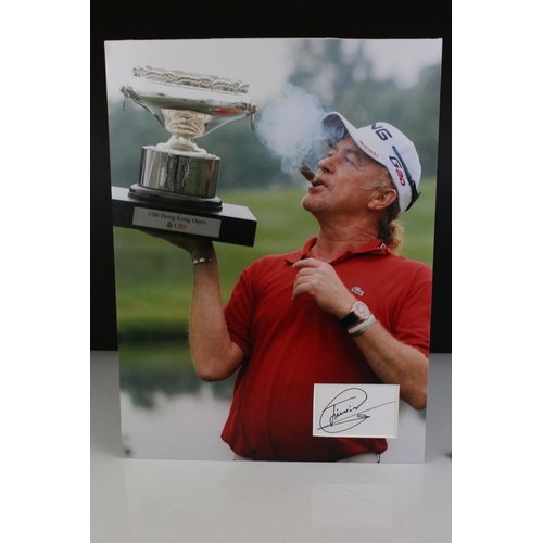 176 - Golf autographs - Two signed photo / card mounted displays, Miguel Angel Jiminez & Jean Van De Velde... 